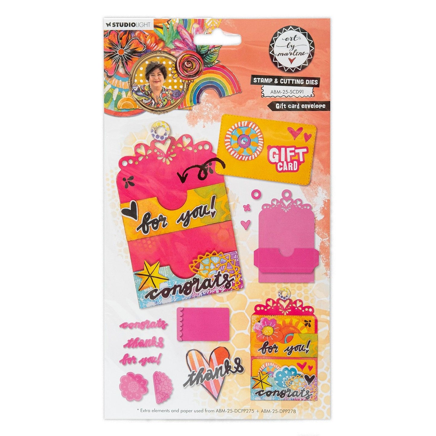 Studio Light • art par Marlene tampon et matrices de découpe enveloppe de carte-cadeau
