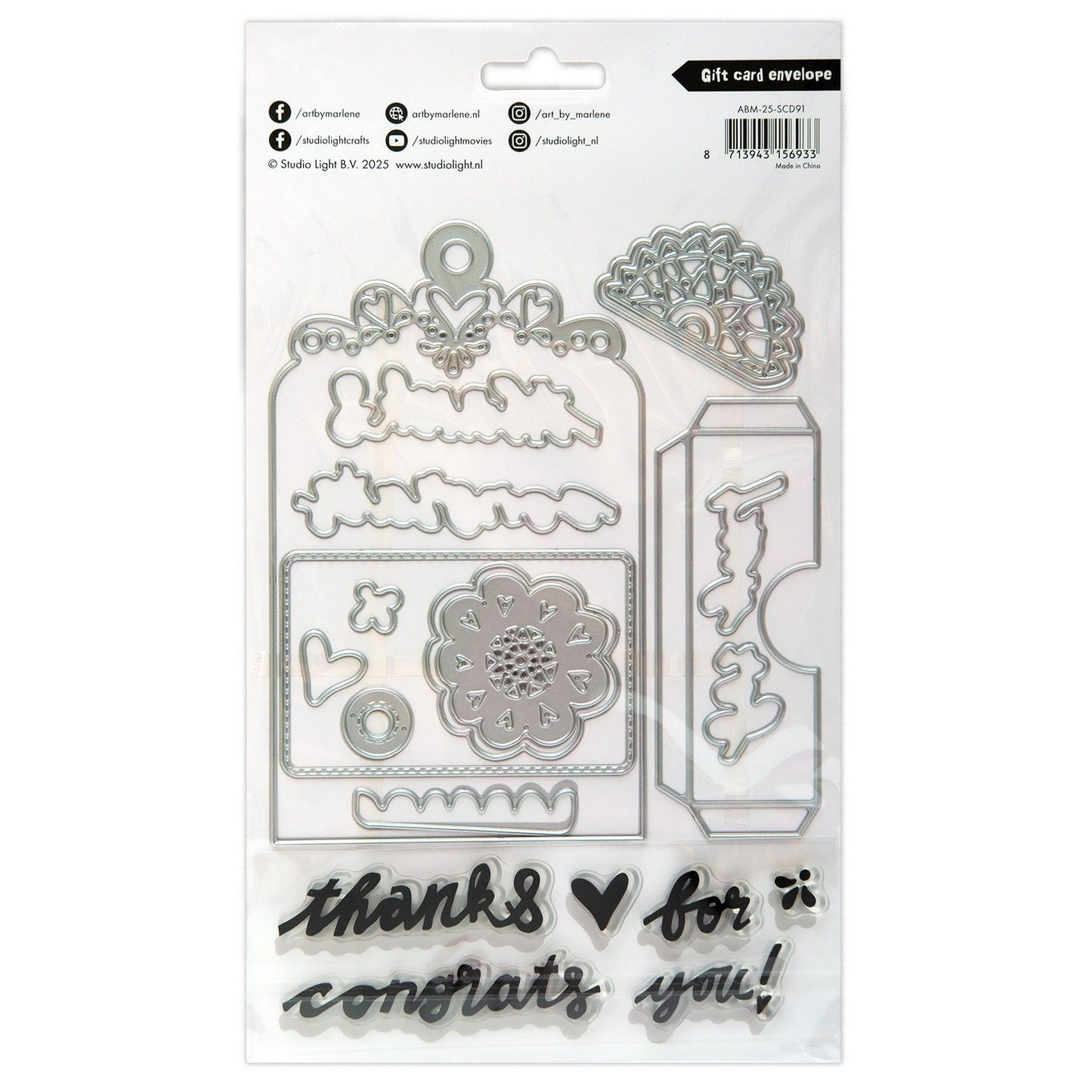 Studio Light • art par Marlene tampon et matrices de découpe enveloppe de carte-cadeau