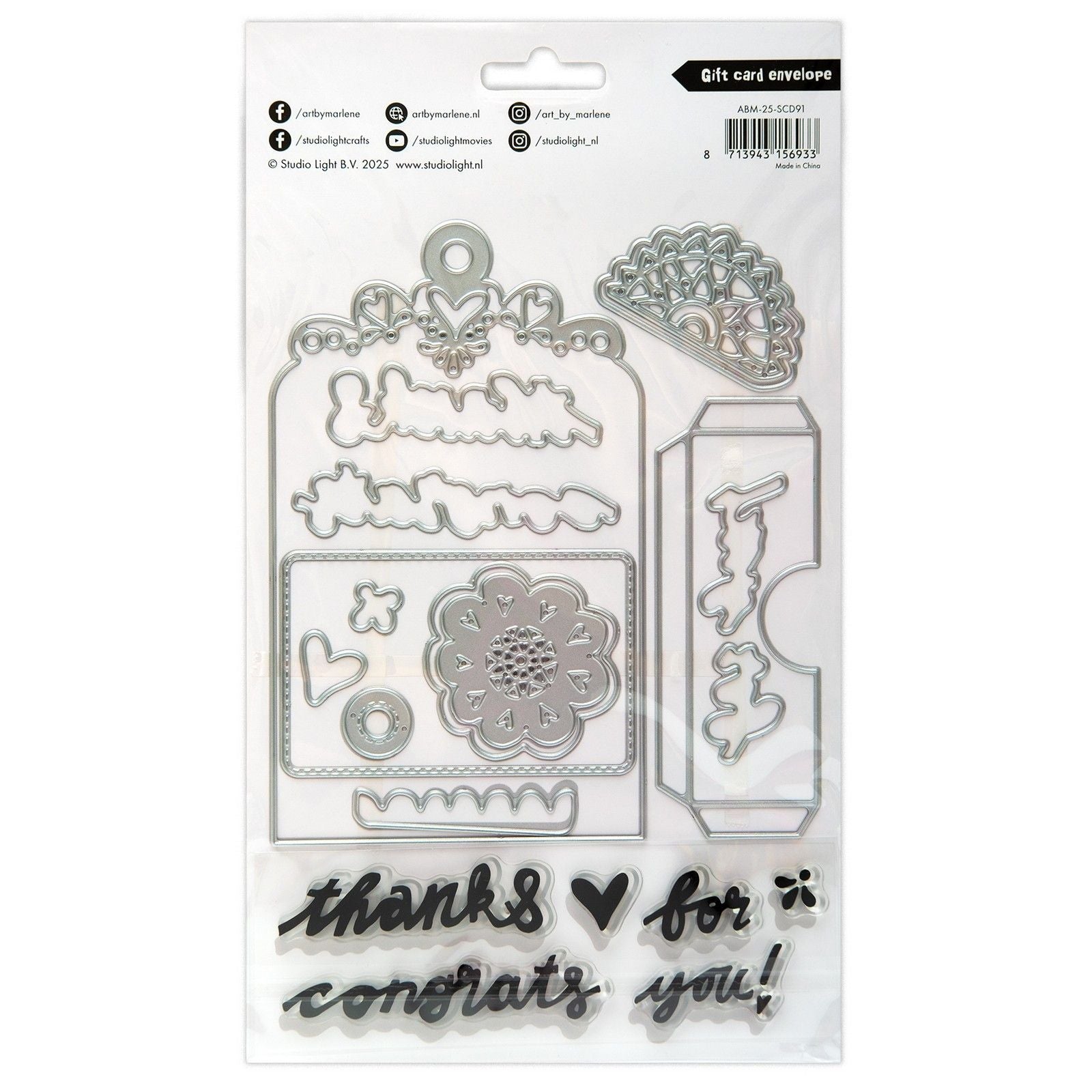 Studio Light • art par Marlene tampon et matrices de découpe enveloppe de carte-cadeau
