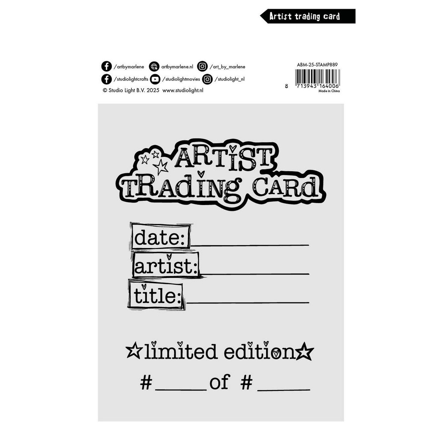 Lumière de studio • art par Marlene carte à collectionner d'artiste à timbre clair