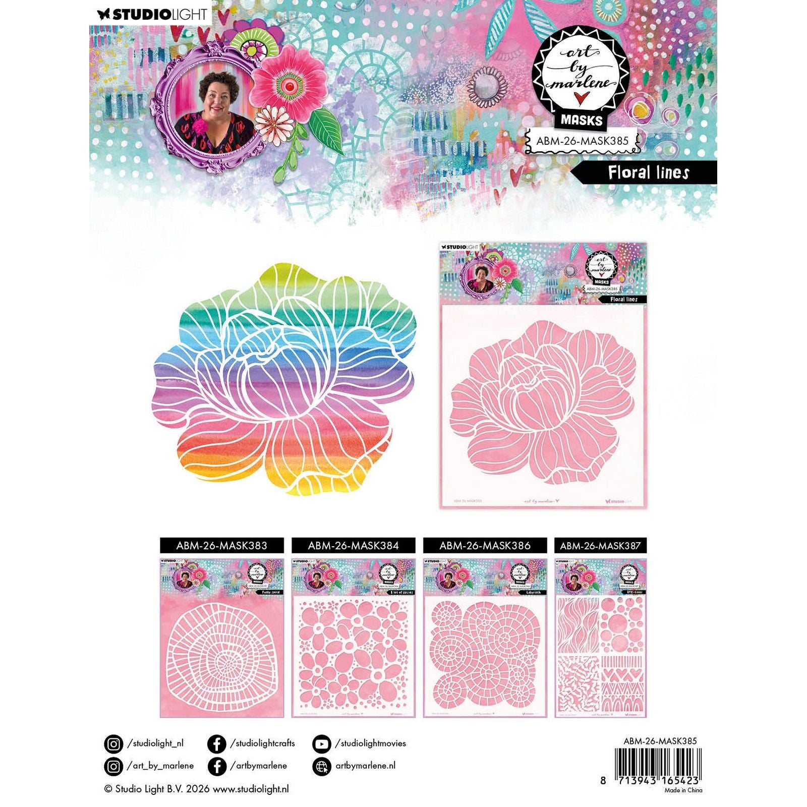 Lumière de studio • art par Marlene masque lignes florales