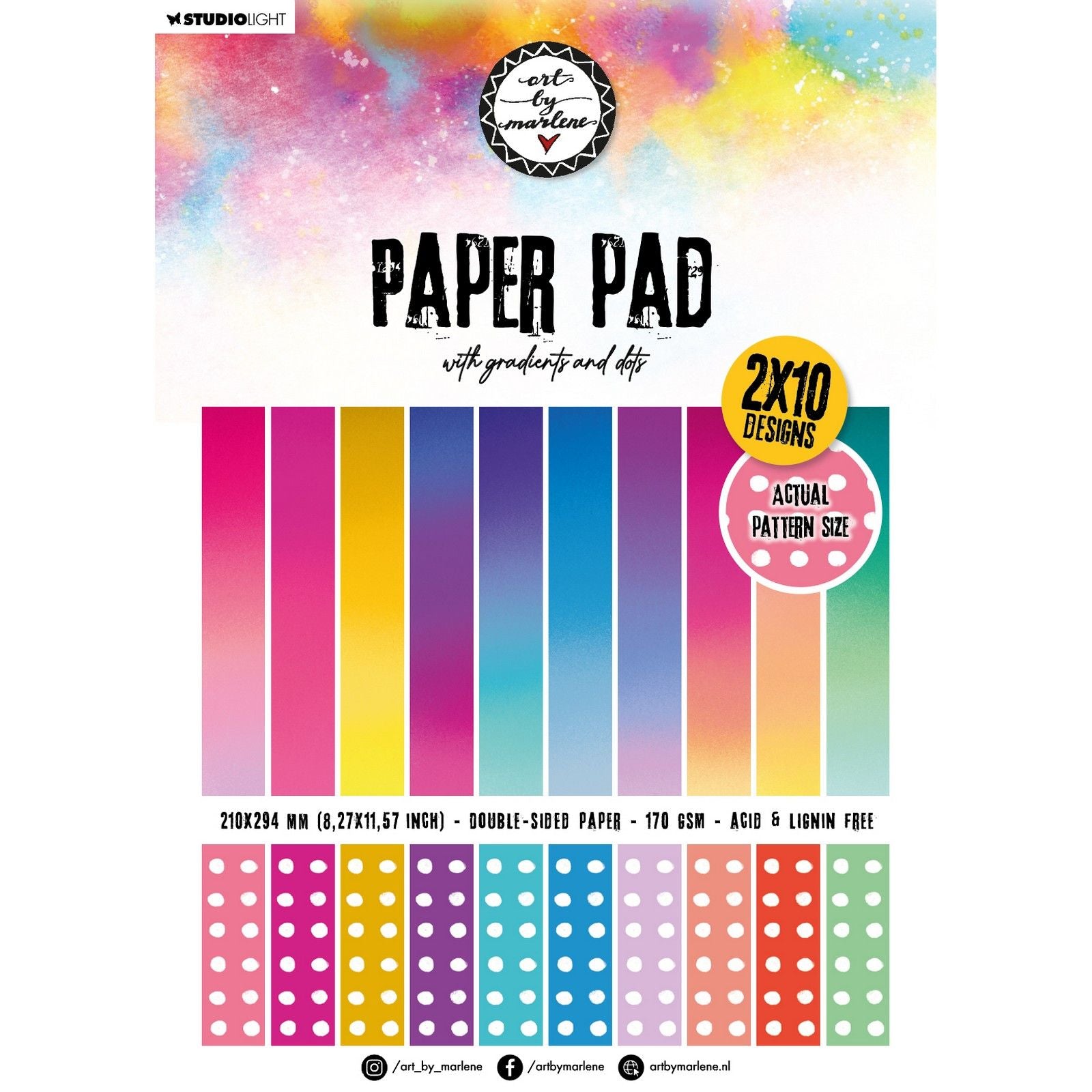 Studio Light • Bloc de papier à motifs de la collection Essentials, dégradés et points