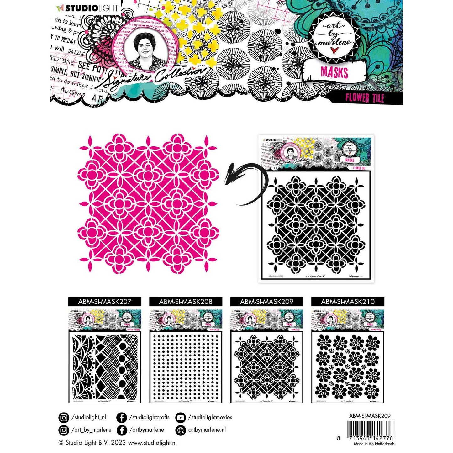 Studio Light • Tuile de fleur de pochoir de masque de collection signature