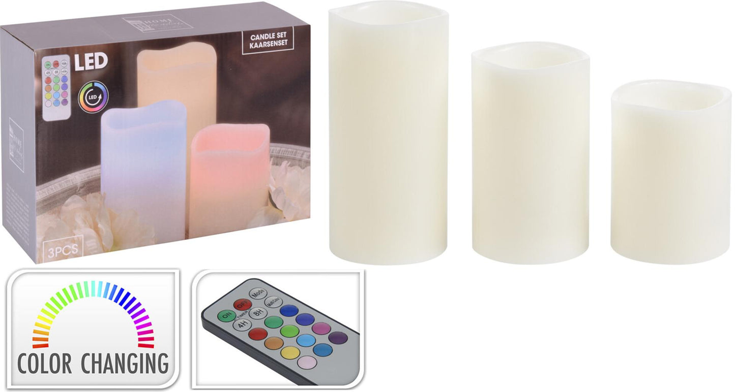 Bougie de décoration LED, lot de 3 pièces