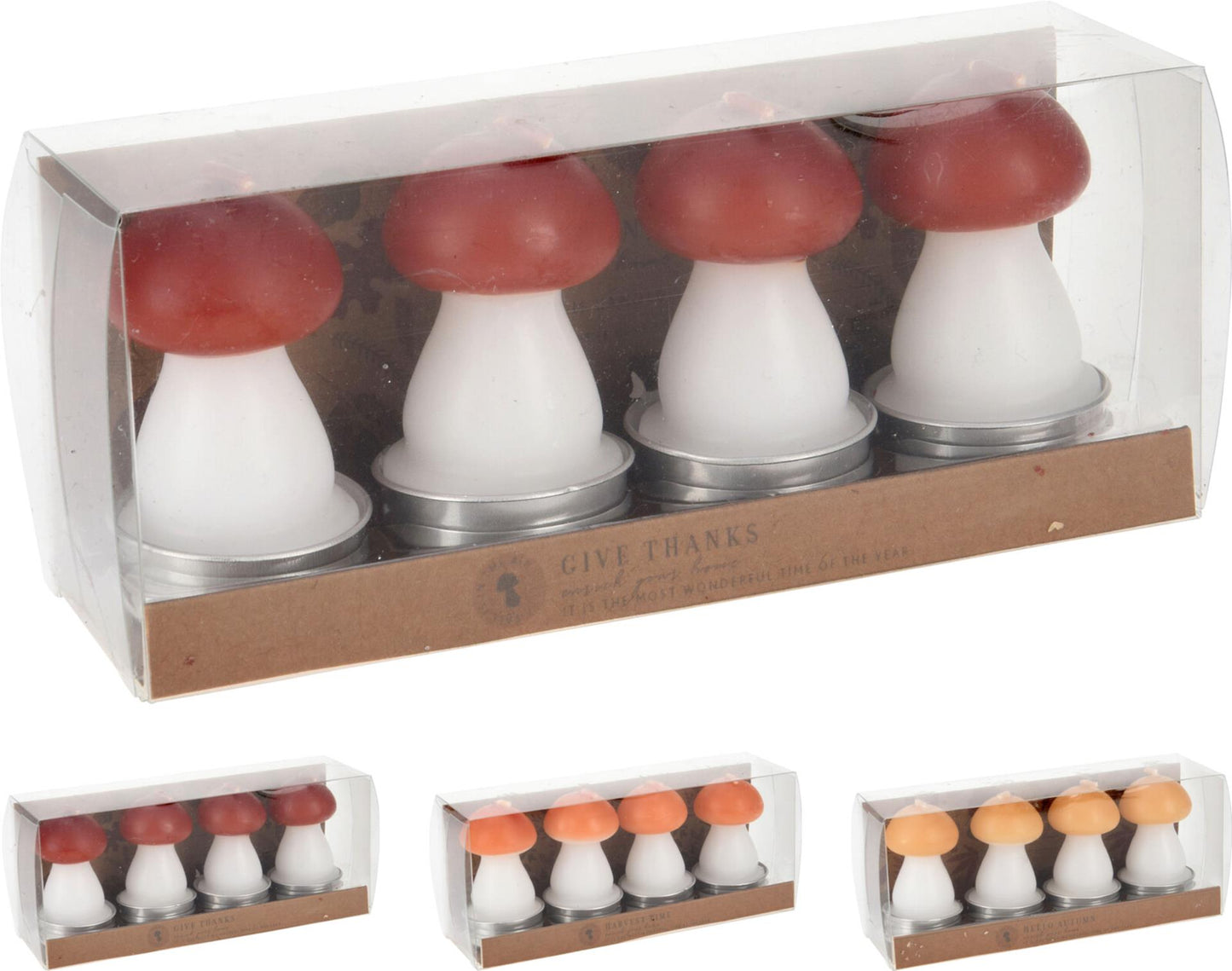 Ensemble de bougies champignons Home Styling 4 pièces 3x7cm