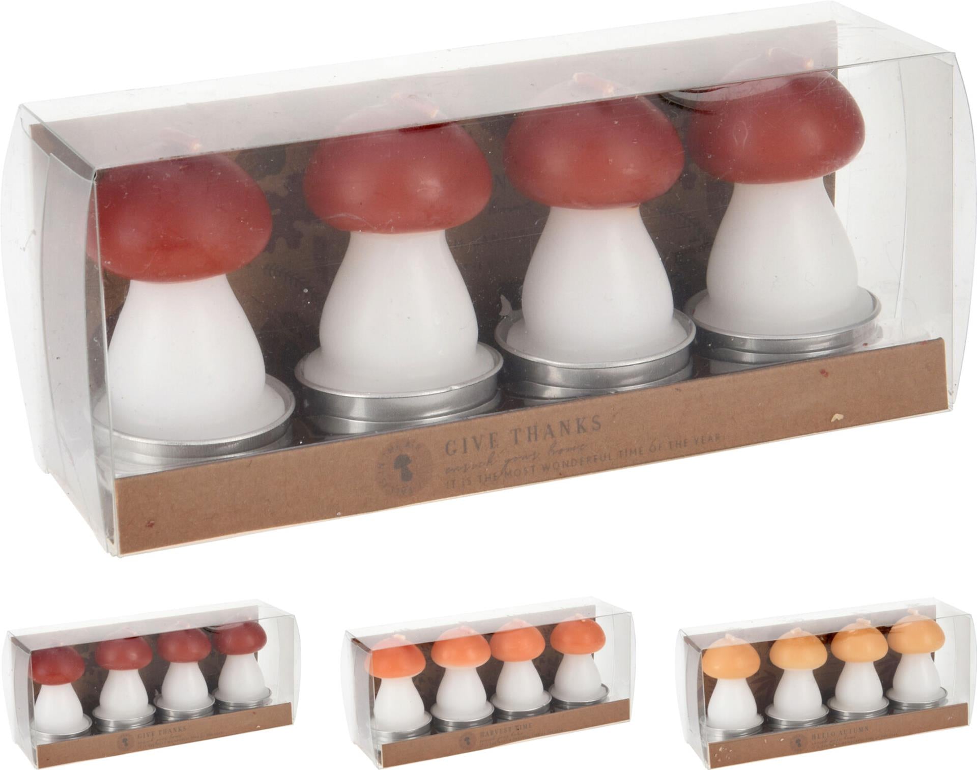 Ensemble de bougies champignons Home Styling 4 pièces 3x7cm