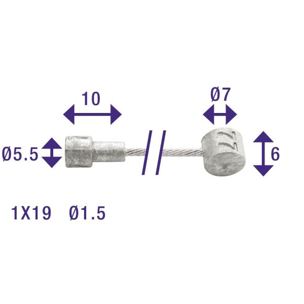 Elvedes Câble intérieur de frein acier inoxydable 2 nipples 3m