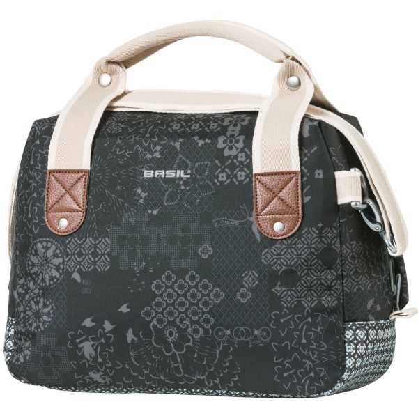 Basil Bohème City Bag - élégant sac vert à main, à bandoulière et à guidon pour femmes, adapté aux vélos électriques et aux vélos de ville - noir