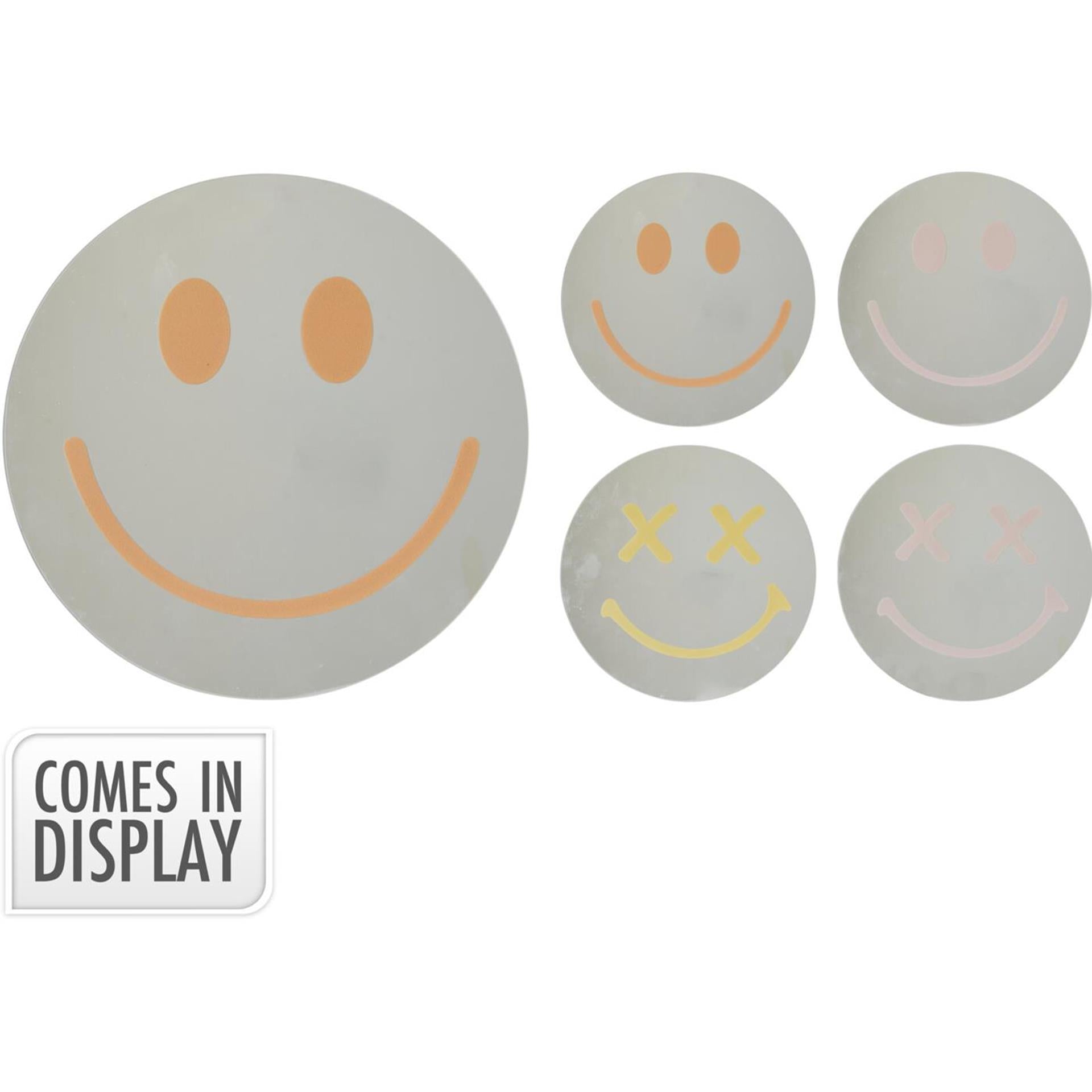 Miroir de décoration en verre smiley 25x25cm