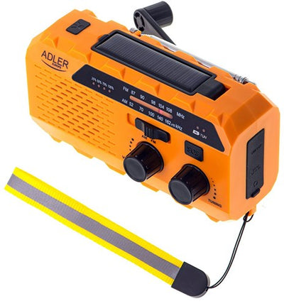 Radio d'urgence Adler ad 1197 avec manivelle avec lampe de poche solaire intégrée