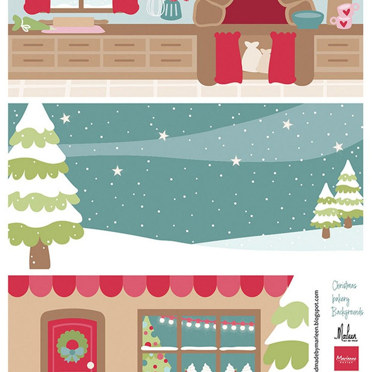 Marianne design • arrière-plans de boulangerie de Noël en feuilles découpées par Marleen