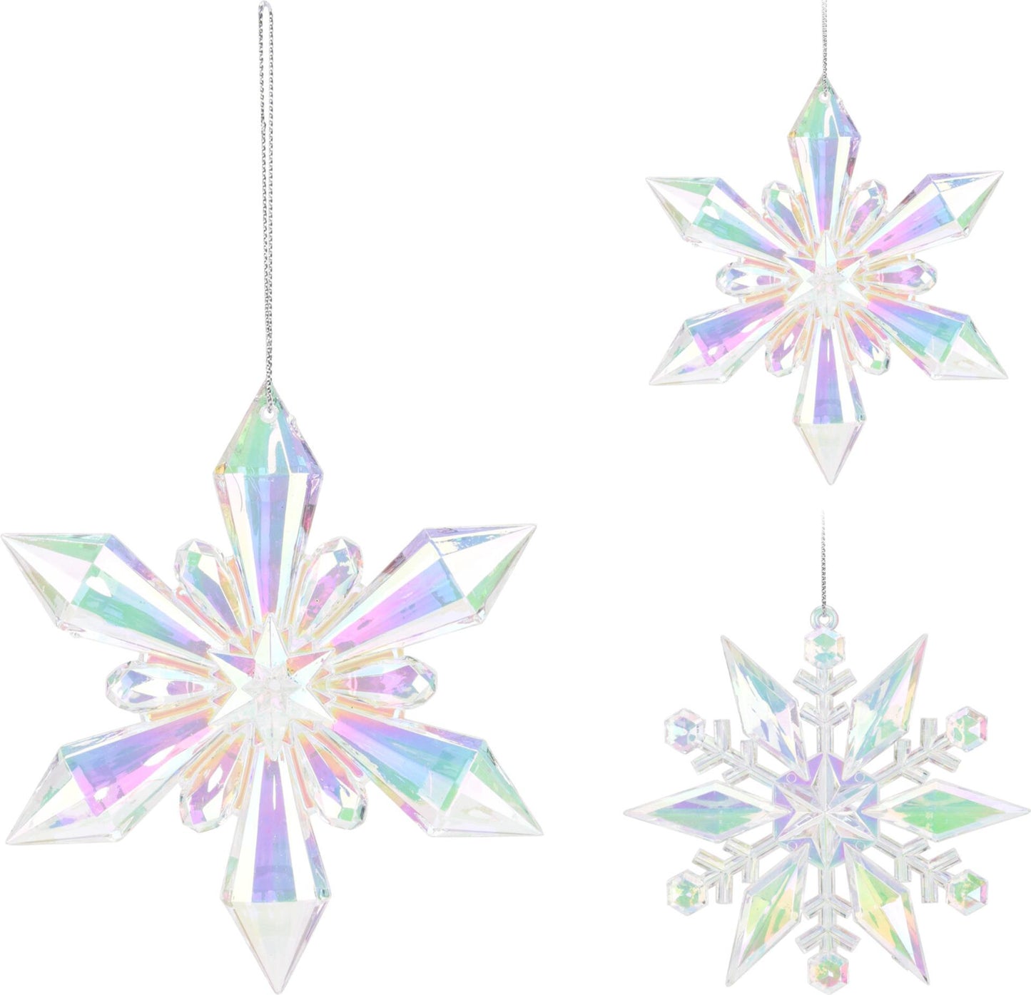Home styling Pendentif de Noël flocon de neige 11cm irisé