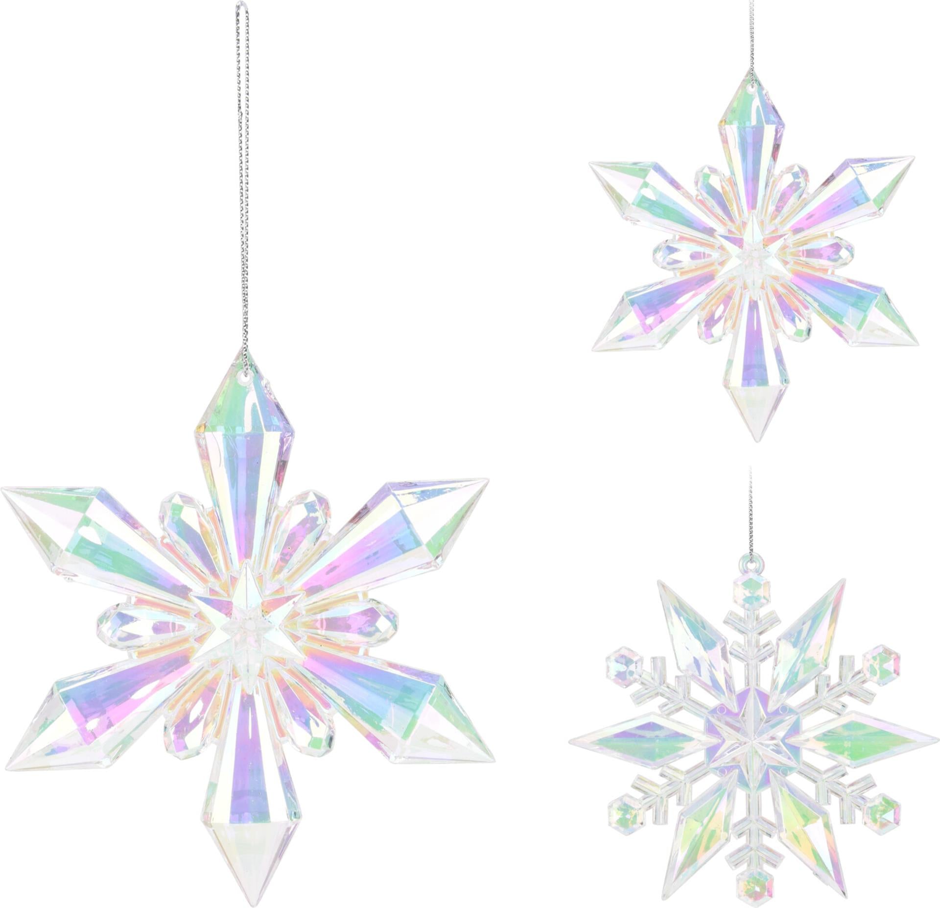Home styling Pendentif de Noël flocon de neige 11cm irisé