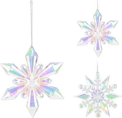 Home styling Pendentif de Noël flocon de neige 11cm irisé