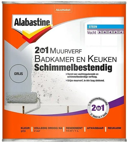 Alabastine peinture murale 2en1 b k gris 1l - 5256777