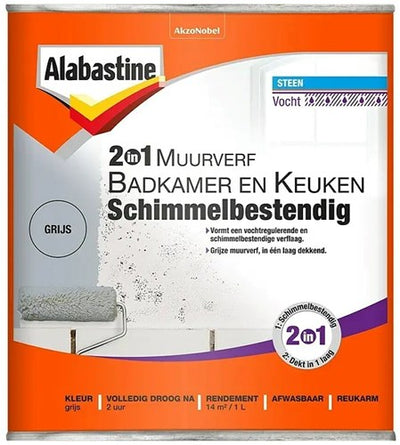 Alabastine peinture murale 2en1 b k gris 1l - 5256777