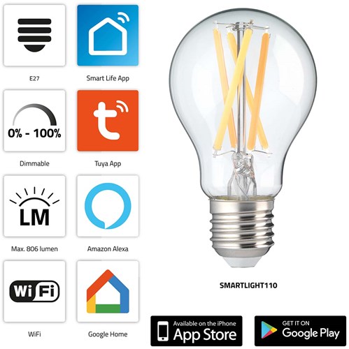 Lampe LED à filament intelligente Alecto smartlight110 avec wi-fi - smartlight110