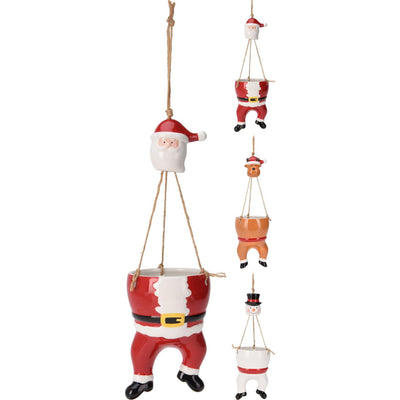 Pot de fleur suspendu style maison Noël 57cm