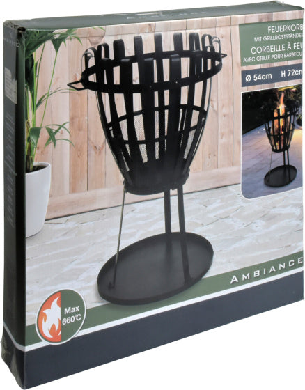 Ambiance 2-in1 Panier de pompiers avec gril barbecue 660 ° C Ø 54 cm noir