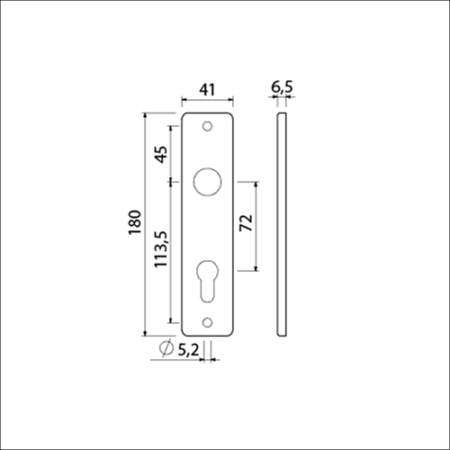Ami bouclier court 180 41 droite cylindre profil 72 noir 9005 str - 739116