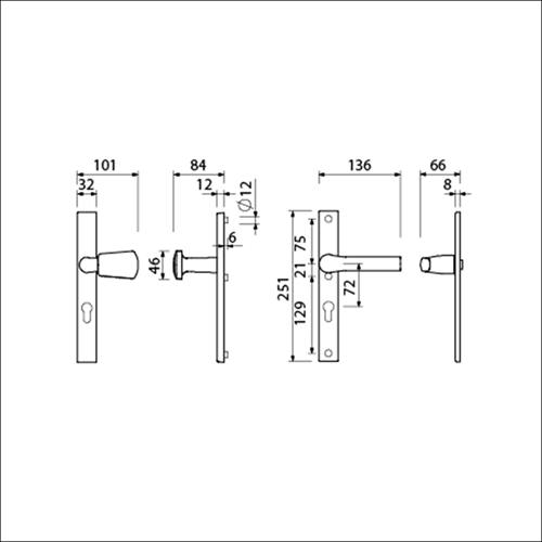 Ferrure de sécurité Ami 251 32 cylindre profilé 72 kn 166 re f1 a z 379 ressort rotatif 251 32 cylindre profilé 72 épaisseur de porte 53 57 mm - 840284