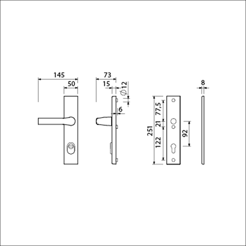 Ferrure de sécurité Ami 251 50 15 kt 92 poignée à ressort rotative 379, cylindre profilé 92 f1 épaisseur de porte 38 42 mm. - 891521