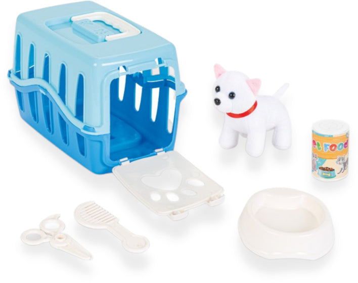 Pilsan chat câlin avec un ensemble de soins panier de voyage bleu blanc