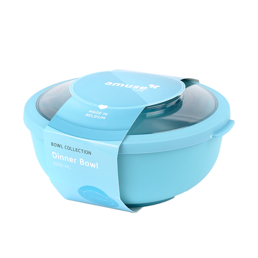 Amuse life bol à dîner avec couvercle bleu 2000ml