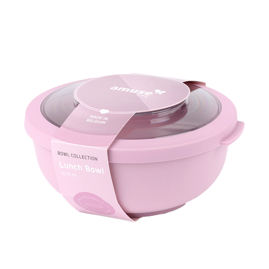 Amuse life bol à lunch avec couvercle rose 1000ml