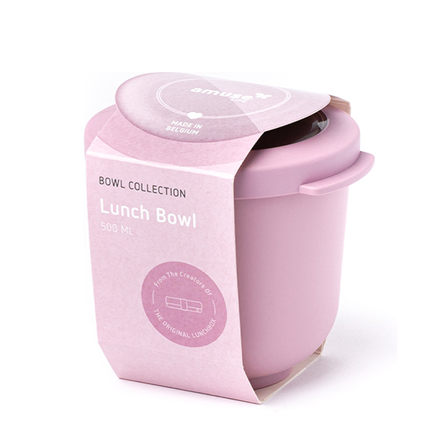 Amuse life bol à lunch avec couvercle rose 500ml