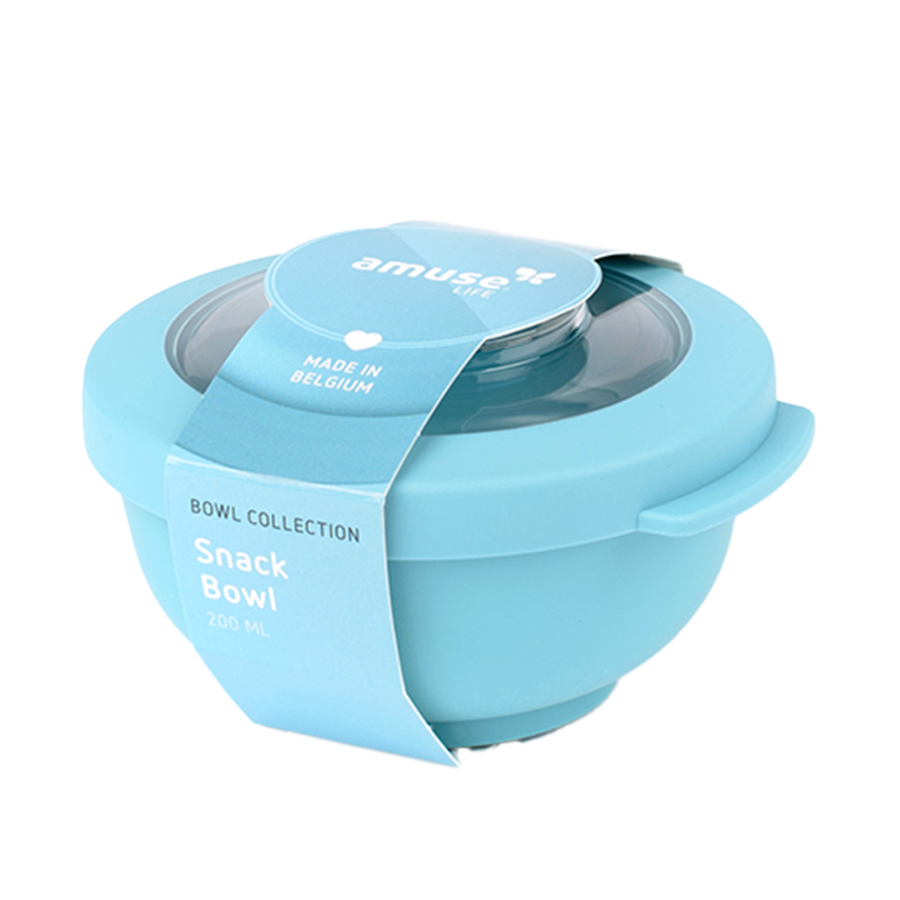 Amuse life bol à collation avec couvercle bleu 200ml