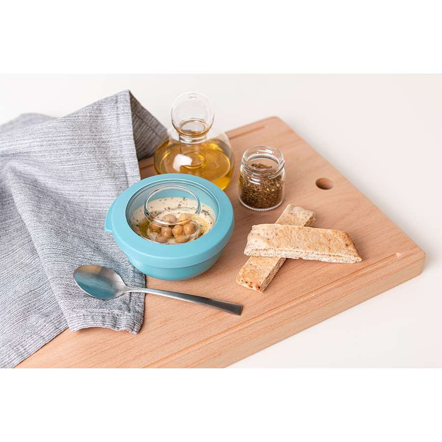 Amuse life bol à collation avec couvercle bleu 200ml