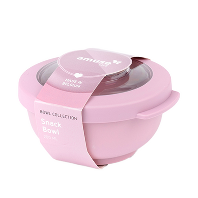 Amuse life bol à collation avec couvercle rose 200ml