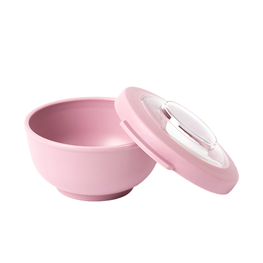 Amuse life bol à collation avec couvercle rose 200ml