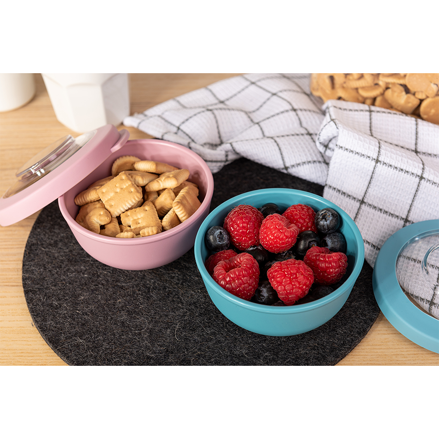 Amuse life bol à collation avec couvercle rose 200ml