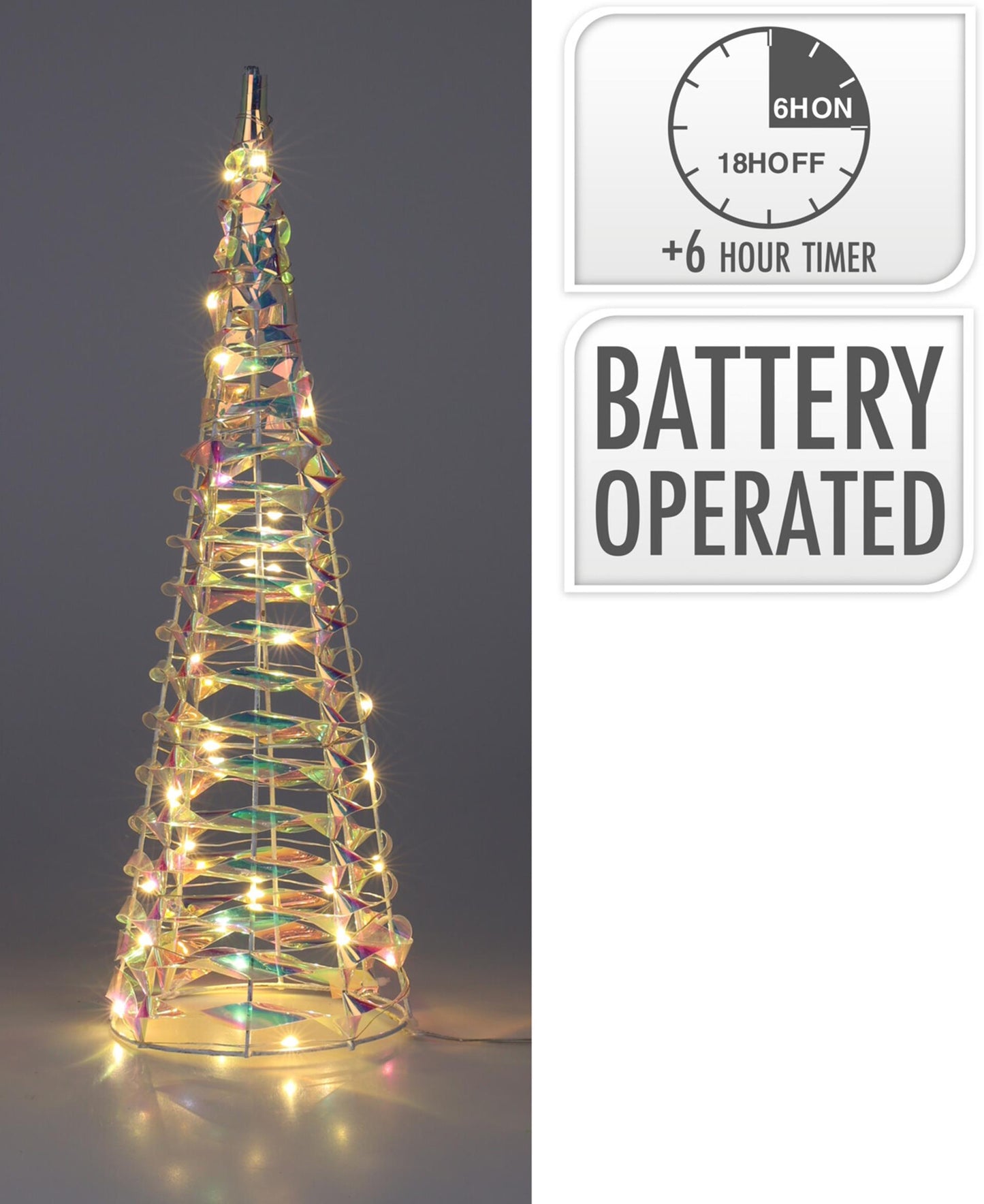 Cône de décoration 40 cm micro LED irisé