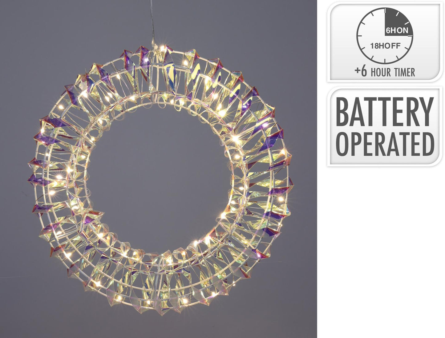 Couronne home stylisme 30cm 30led irisée