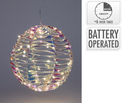 Boule déco déco 25cm 40 LED irisées sur batterie