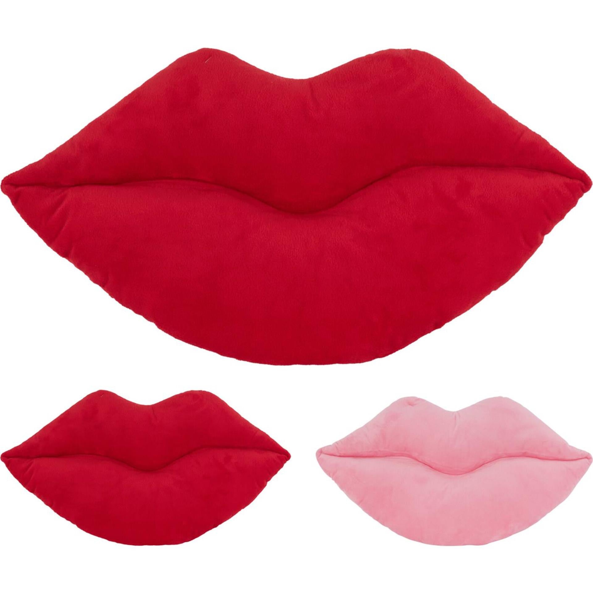 Coussin déco à lèvres 52cm rouge ou rose