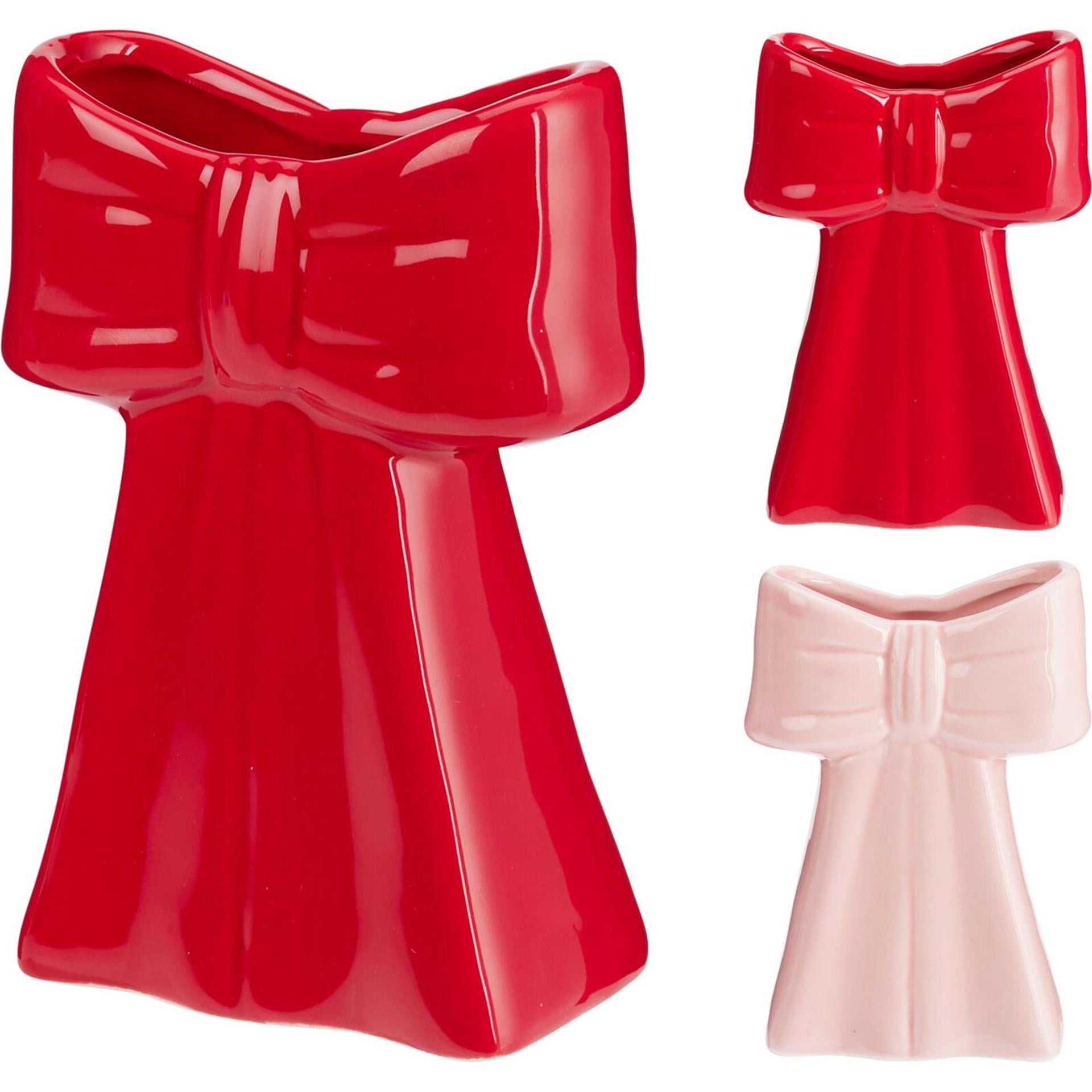 Vase nœud home style 13cm rouge ou rose