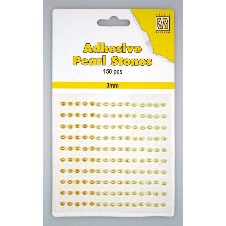 Le choix de Nellie • perles adhésives 150 pièces feuille 3mm 3 tons jaune-or