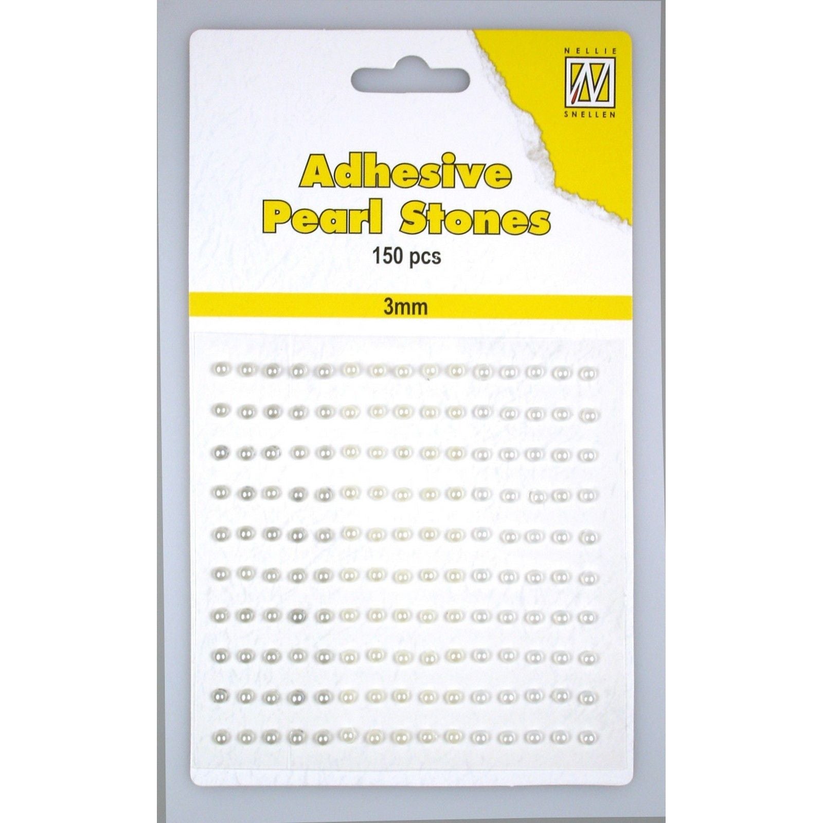 Le choix de Nellie • perles adhésives 150 pièces feuille 3mm 3 tons blanc