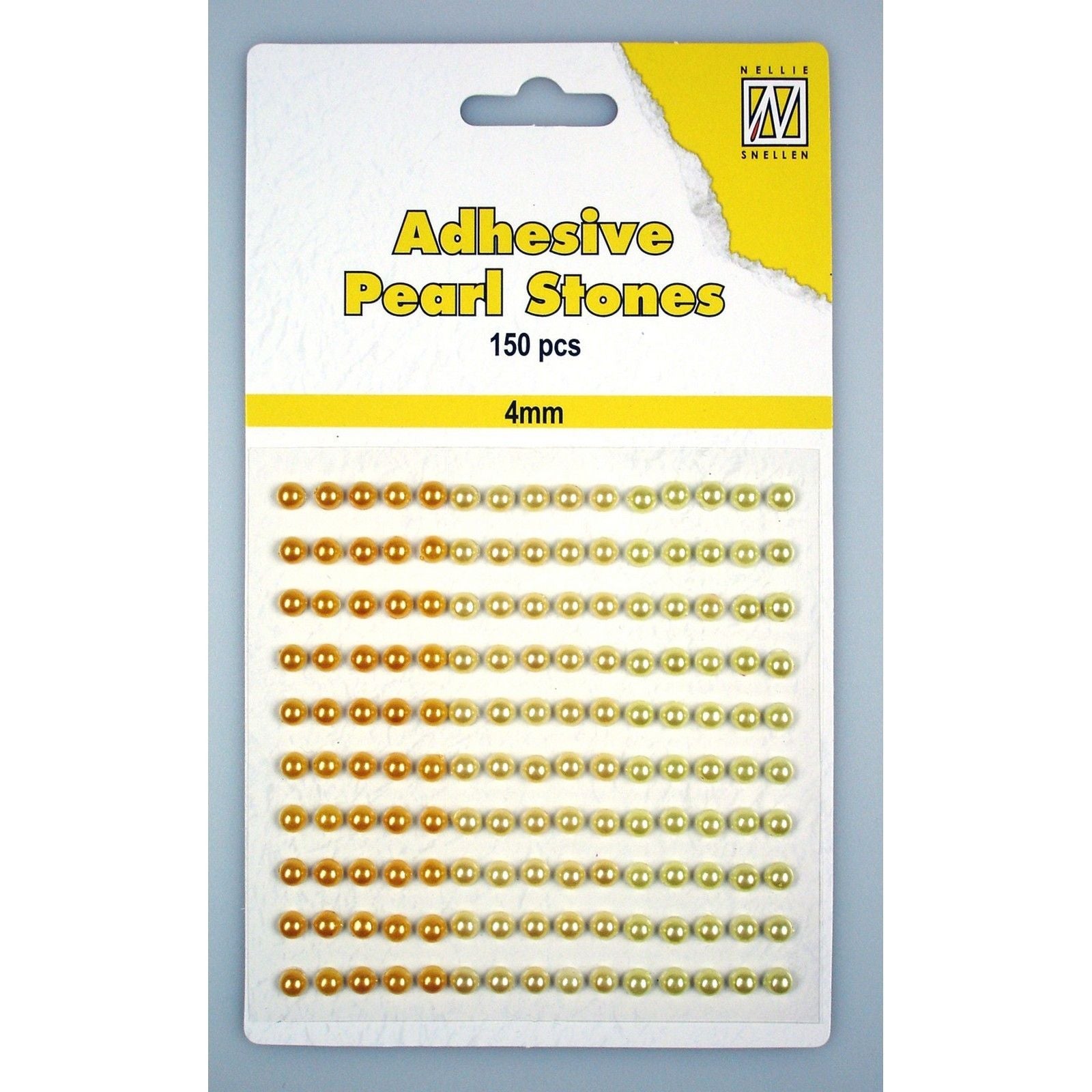 Le choix de Nellie • perles adhésives 150 pièces feuille 4mm 3 tons jaune-or