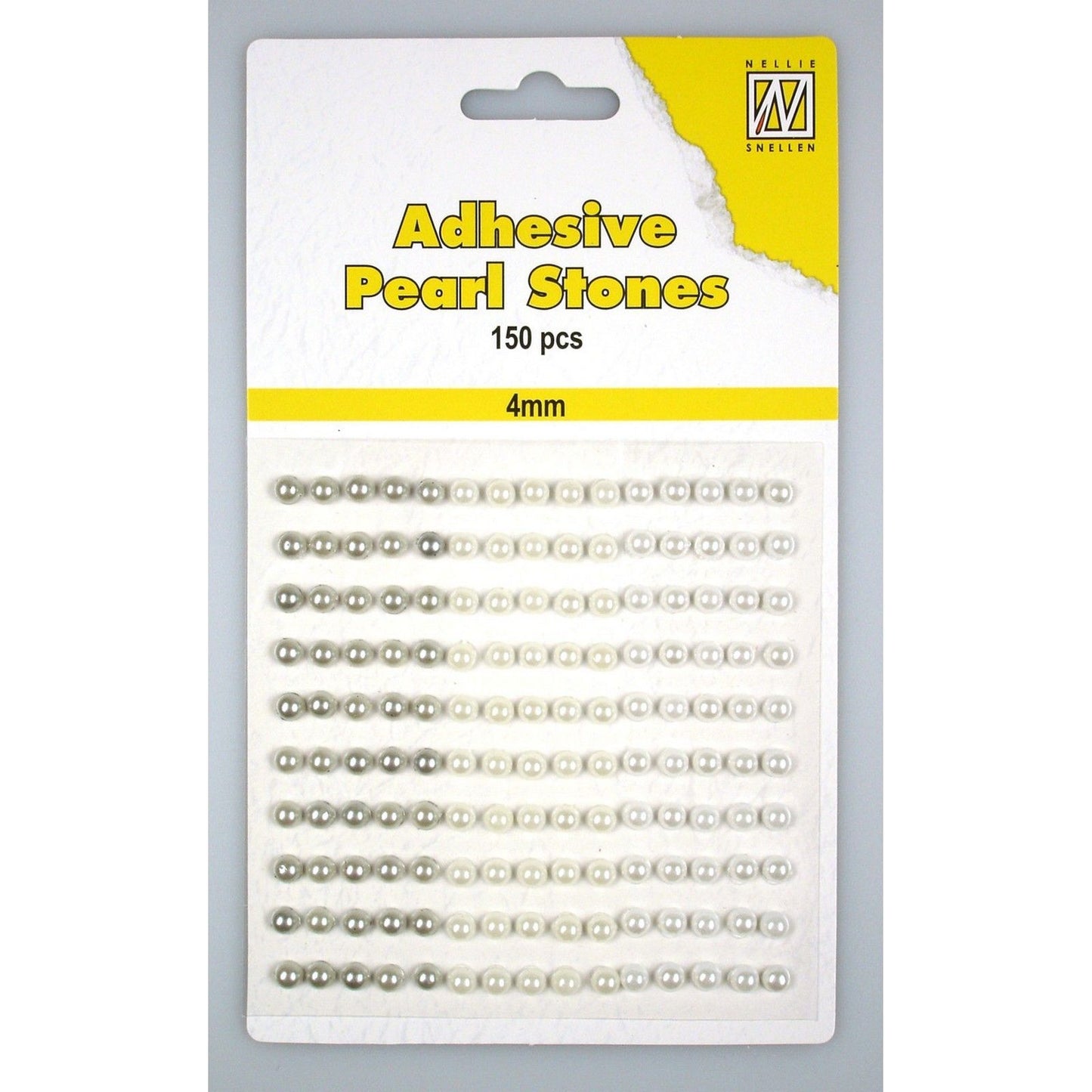 Le choix de Nellie • perles adhésives 150 pièces feuille 4mm 3 tons blanc
