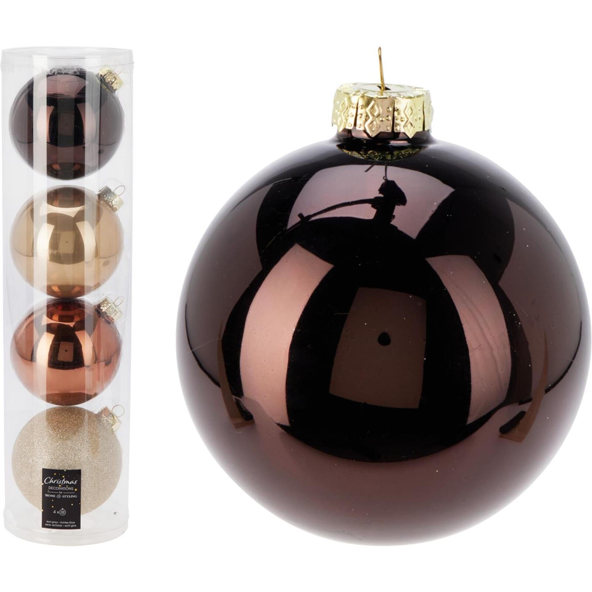 Boules de Noël en tube mélange ambre 4pcs ø10cm