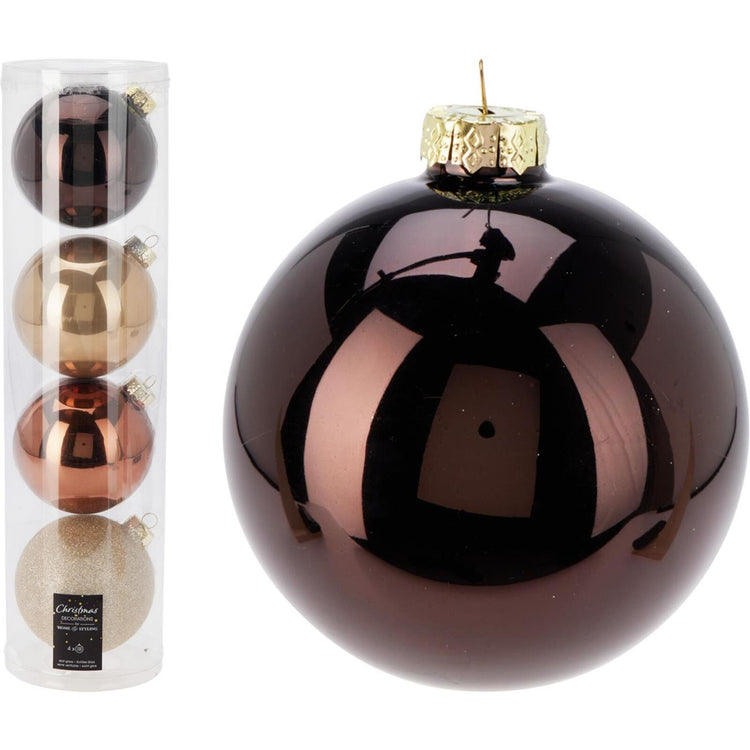 Boules de Noël en tube mélange ambre 4pcs ø10cm