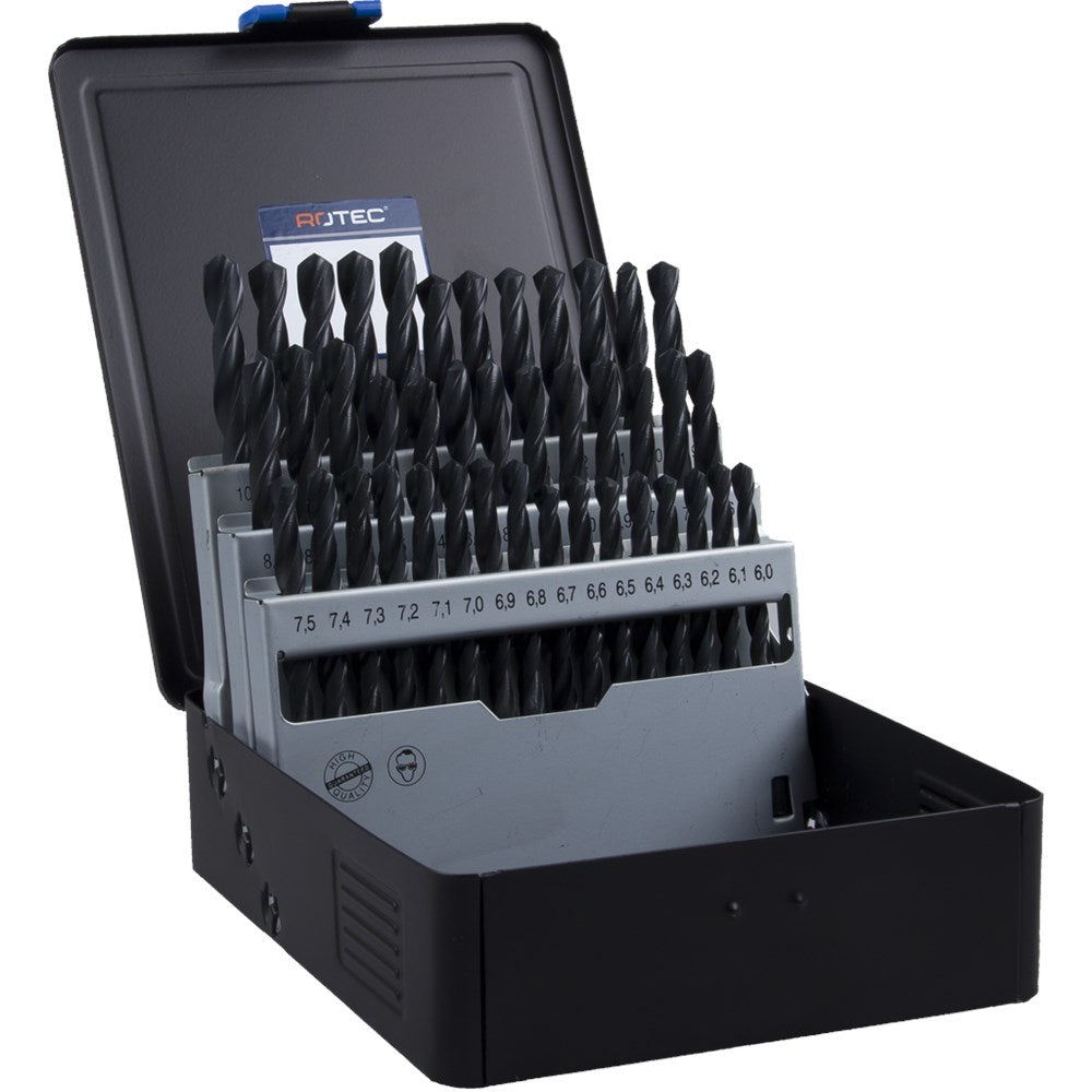 Jeu de forets hélicoïdaux Rotec 6-10x0,1mm hss 41 pièces
