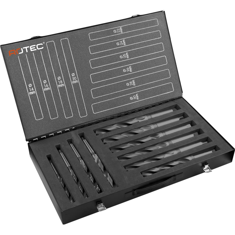 Jeu de forets hélicoïdaux Rotec mk 14-30mm hss 10 pièces