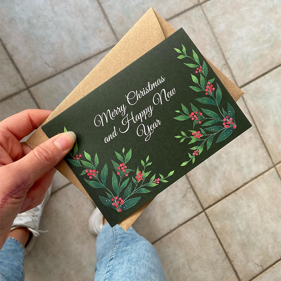 Art by andu carte de voeux Noël vert