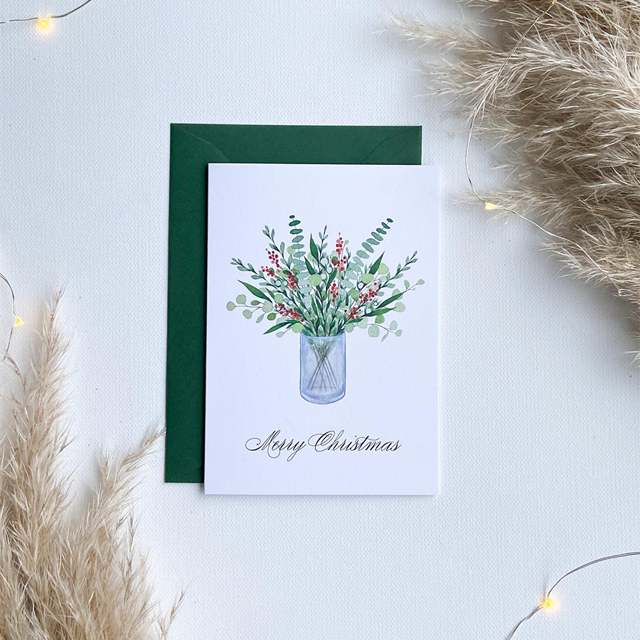Art by andu carte de voeux vase de Noël